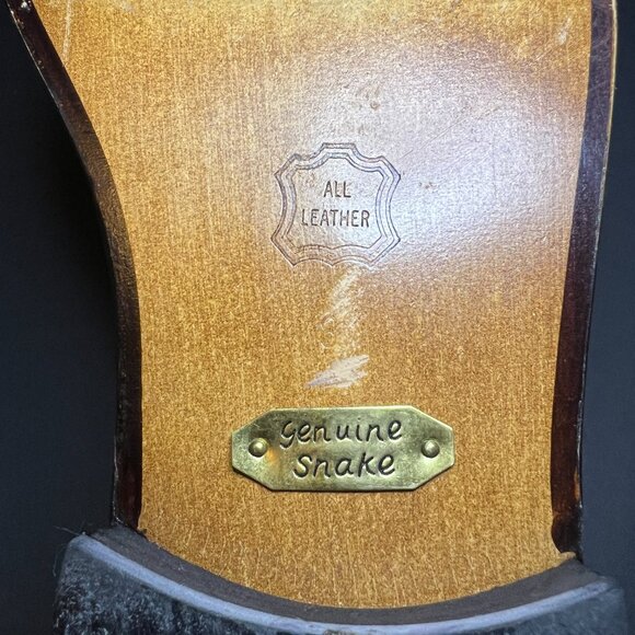 Vintage Jonathan Richards Men's Brown Genuine Leather Snakeskin Derby Shoes 8M - Picture 11 of 11